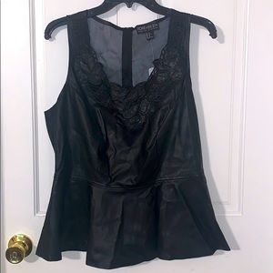 Black Faux Leatjer Peplum top!